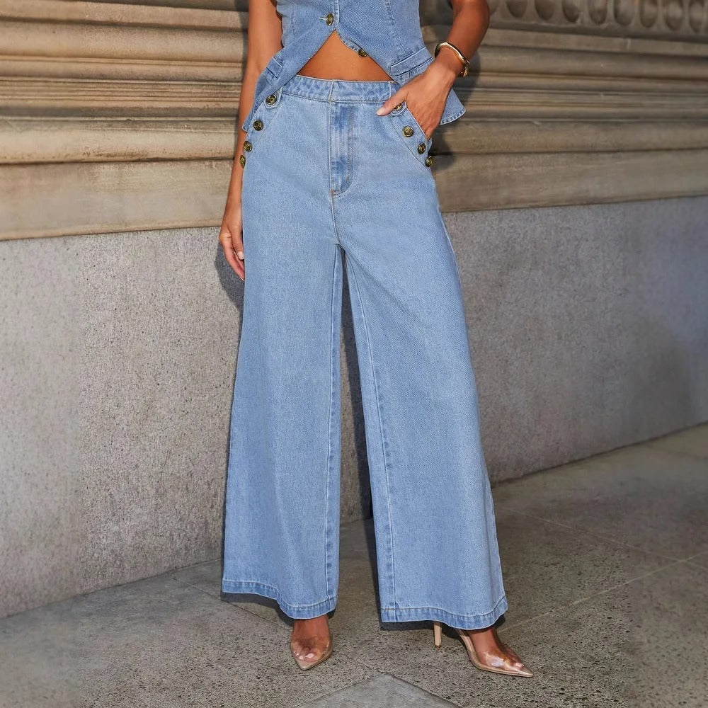 Ryvex Wide-Leg Denim Two Piece Suit